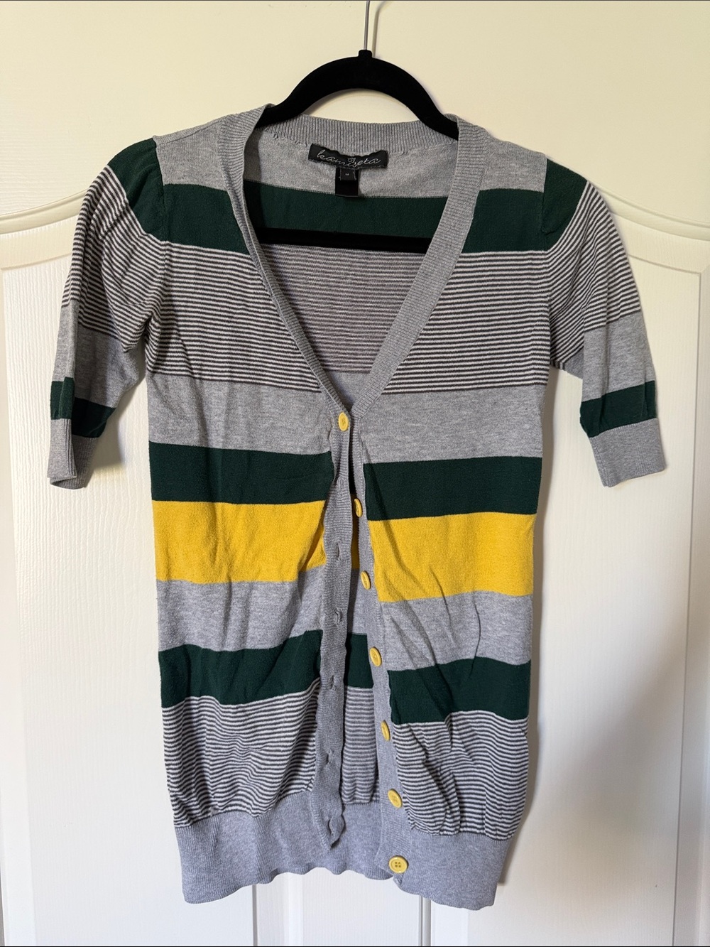 Kamiseta Gray Green Yellow Striped Lightweight Cardigan